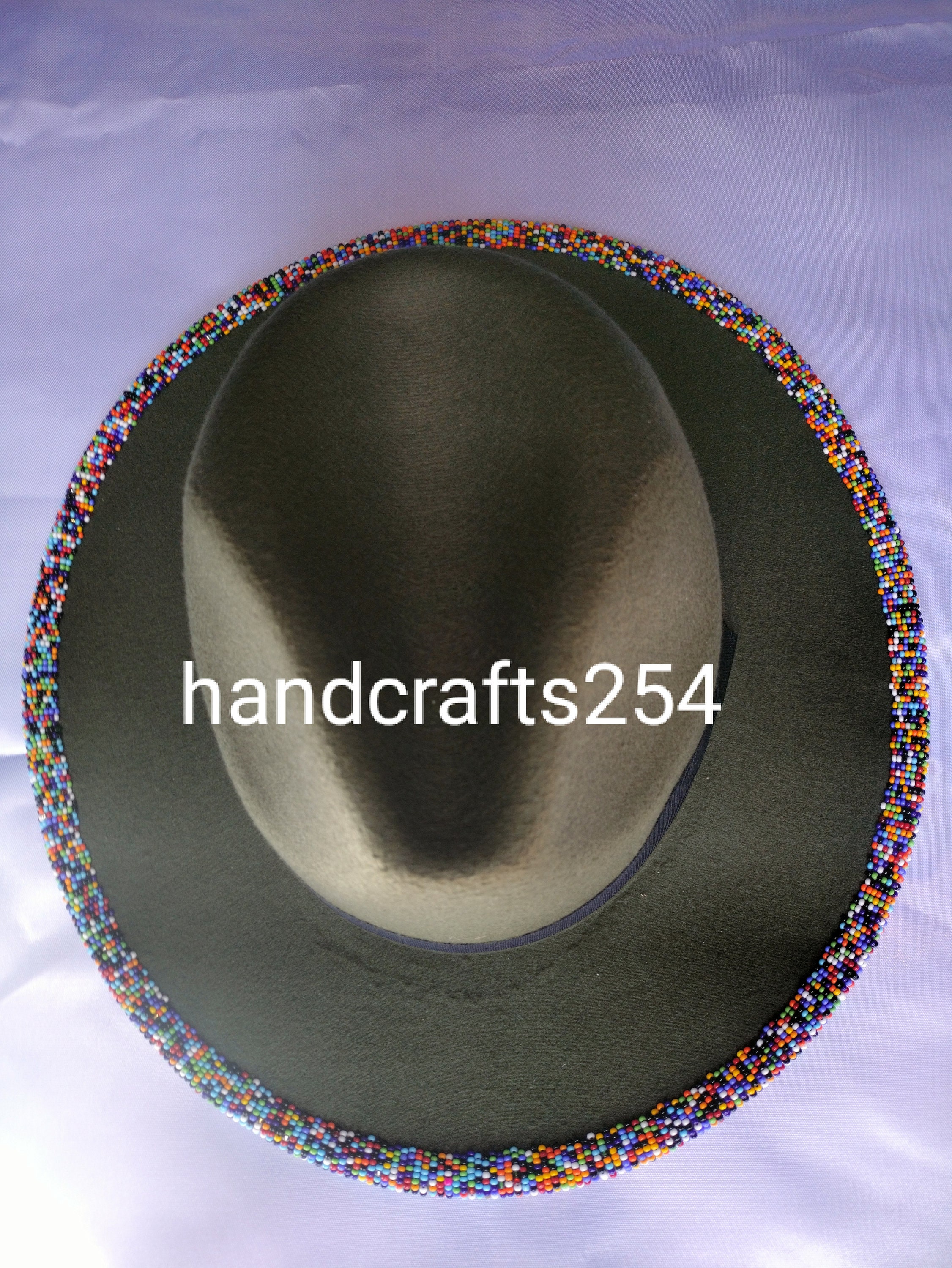 Dark Green Beaded Edge Fedora Hat 