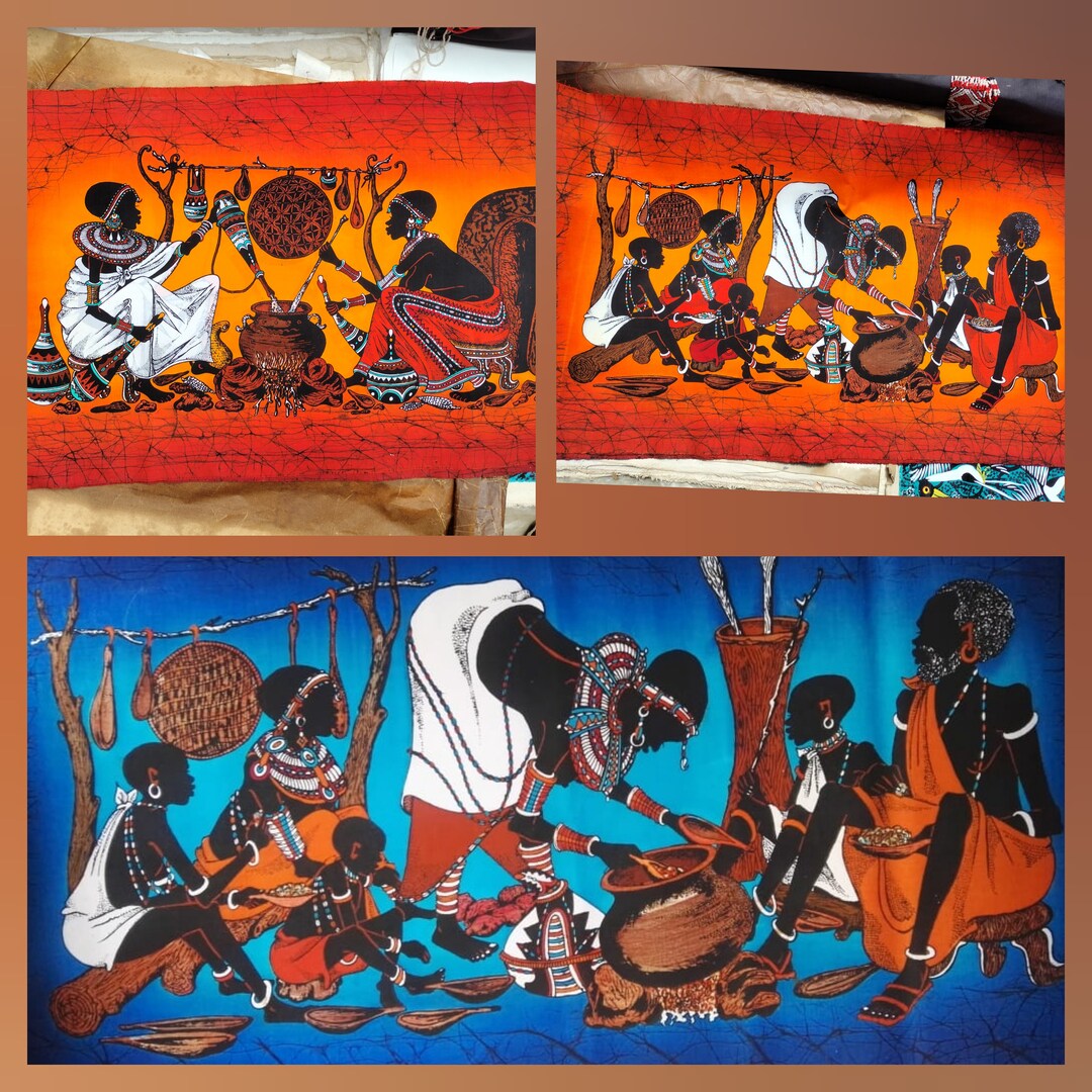 African Woman Wall Hanging Batik, Masai Woman Batik, Mama Africa Batik Art, Kenyan Candle Wax