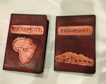 Leather Passport Cover, Big 5 passport holder, Leather Passport Holder, Africa passport cover