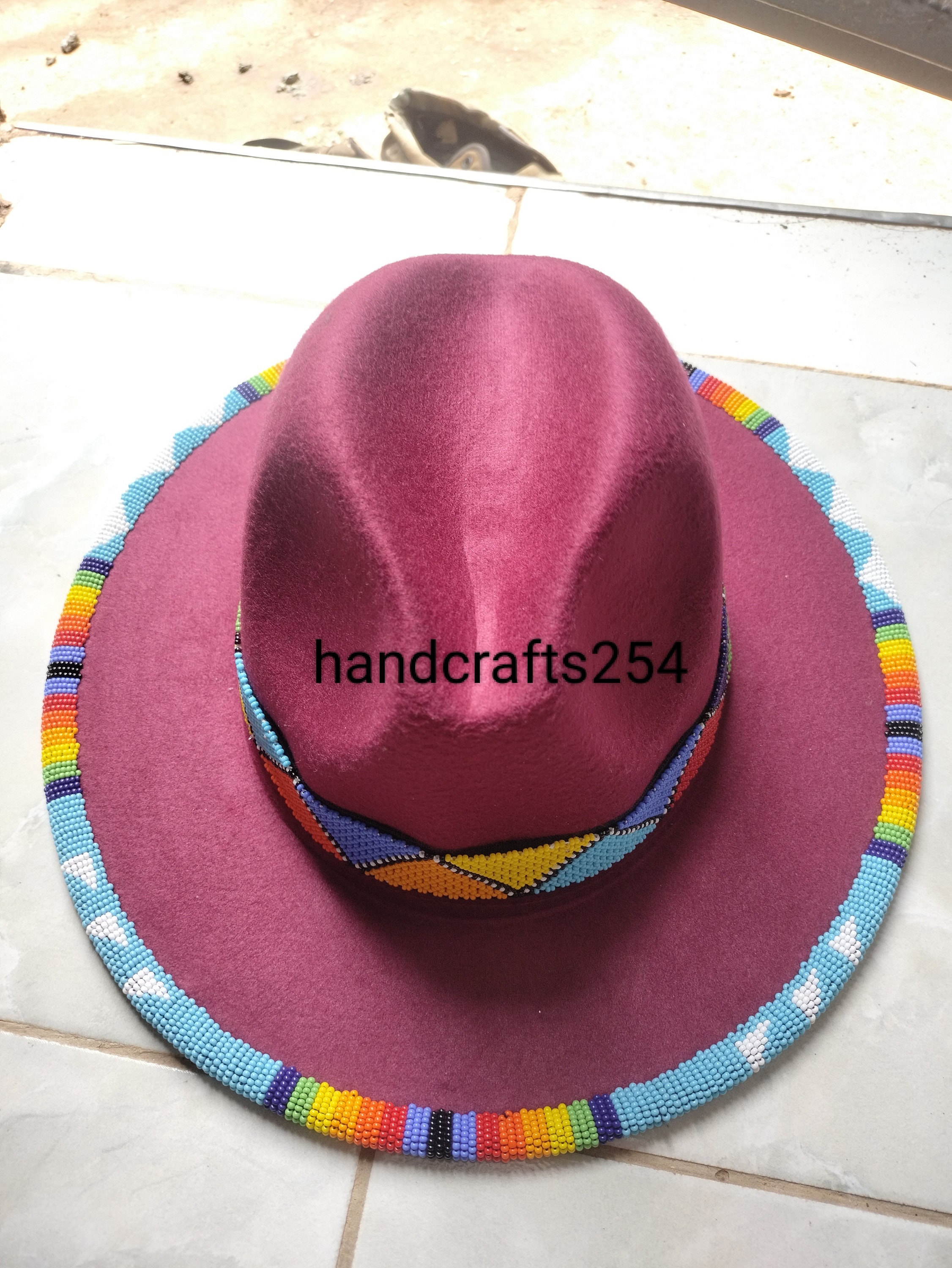 Gypsy O Hat Hand-beaded Stiff Wide Brim Fedora