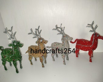 beaded Christmas reindeer decorations, African Christmas decorations, Christmas party decorations, ready to ship festive season decoration