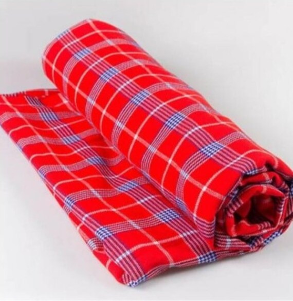 Red stripped African Maasai With fleece,Kenyan Kikoy,beach blanket