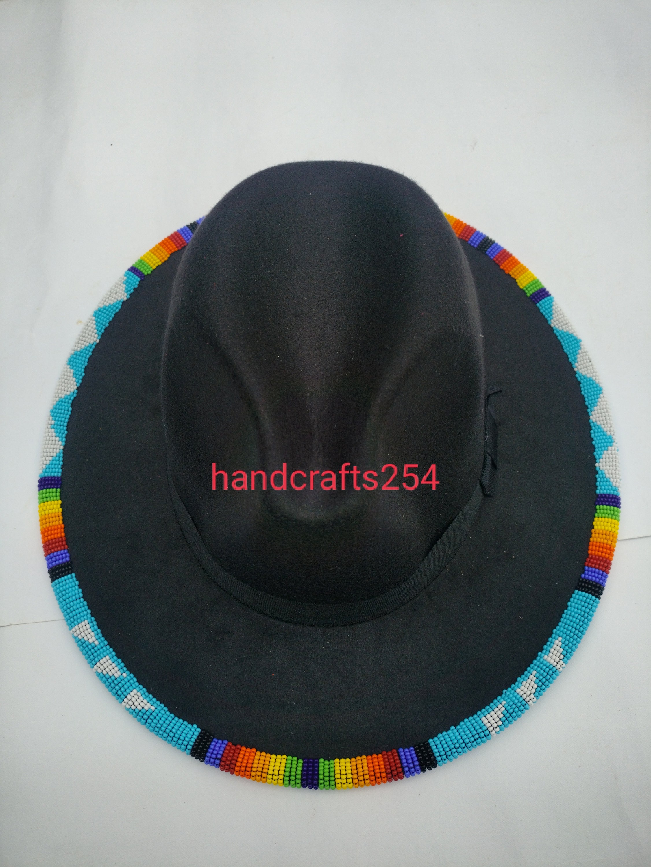 White Edge Beaded Fedora Hatzulu Beaded 