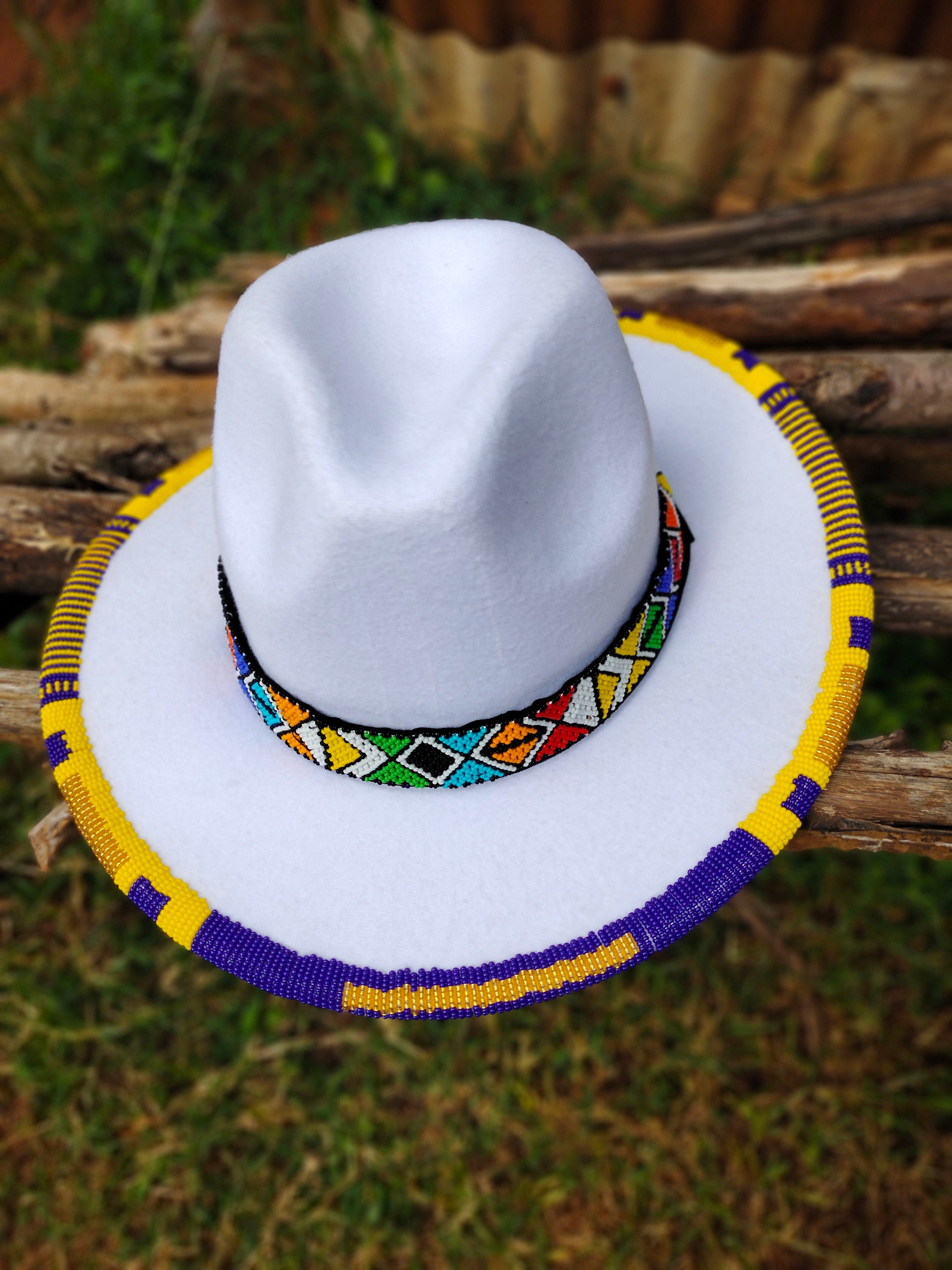 Custom Hand Beaded Fedora Hathandmade fedorawhite Beaded Etsy