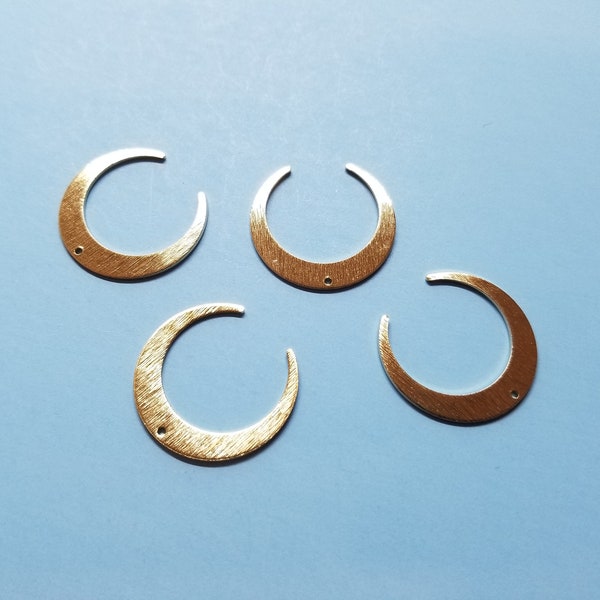 4 Pieces - Brass Textured Moon Charms - Textured Moon Shaped Raw Brass Pedants - Earring Findings - Jewelry Supplies - 27x26x1mm