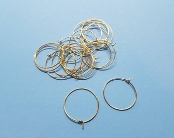 20 pcs - Brass Earring Hoops - Raw Brass Ear Wire 25 - Geometric Earring Findings - Jewelry Supplies - 25x25x0,7mm