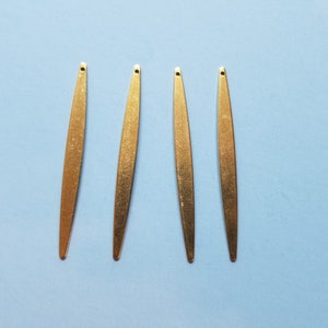 4 Pieces - Brass Strip Shaped Charms - Raw Brass Strip Shaped Pendants - Earring Findings - Jewelry Supplies - 62x5,5x1mm