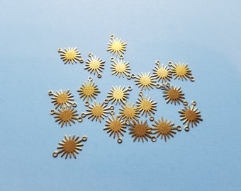 20 Pieces - Raw Brass Connector - Sun Shaped Brass Charms - Jewelry Supplies - 18x13x0.5mm