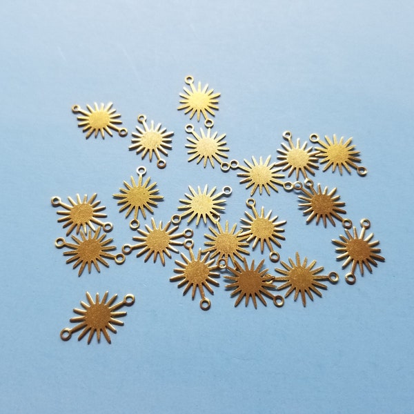20 Pieces - Raw Brass Connector - Sun Shaped Brass Charms - Jewelry Supplies - 18x13x0.5mm