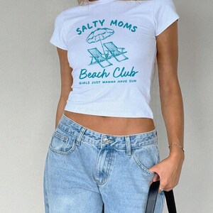 Salty Moms Beach Club T-Shirt, Funny Mom Summer Tee, Girls Just Wanna Have Sun Top