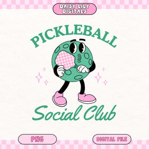 Pickleball-skjorta PNG Social Club png Preppy Sweatshirt Sublimeringsdesign Pickle Ball Paddle Clipart Rolig Pickleball png Digital nedladdning bild 1