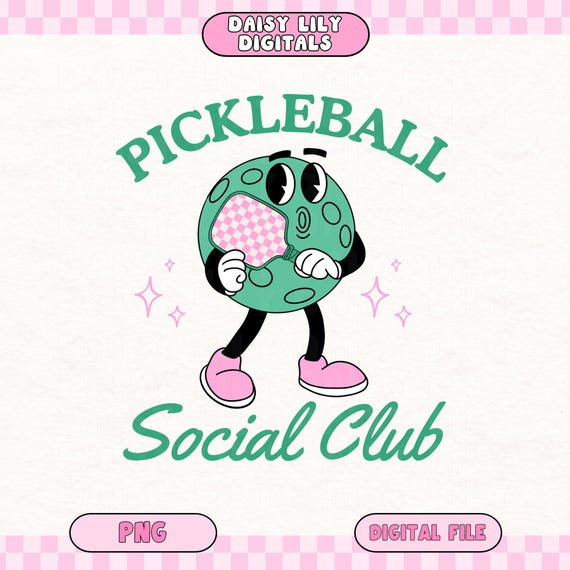 Pickleball Shirt PNG Social Club png Preppy Sweatshirt Sublimation Design Pickle Ball Paddle Clipart Funny Pickleball png Digital Download