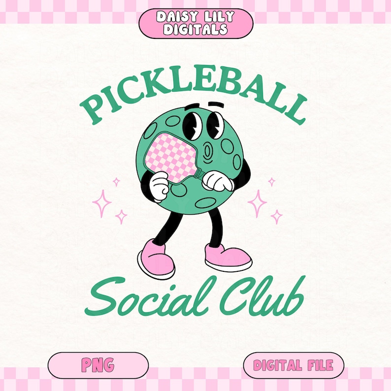 Pickleball-skjorta PNG Social Club png Preppy Sweatshirt Sublimeringsdesign Pickle Ball Paddle Clipart Rolig Pickleball png Digital nedladdning bild 1