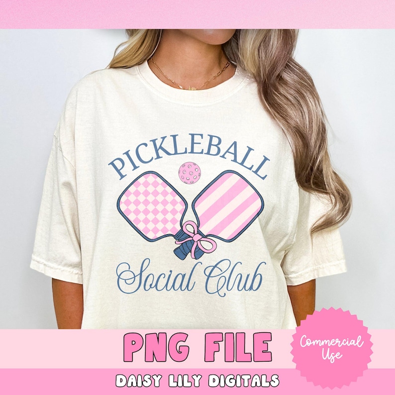 Women's Pickleball Social Club T-Shirt PNG File, Cute Sports Club Graphic Tee Design, Commercial Use, Digital Download
