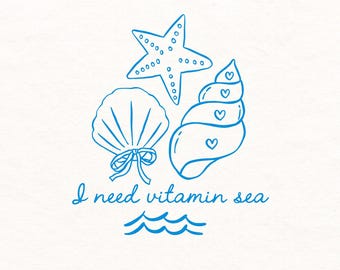 Beach Coquette Shirt PNG Summer I Need Vitamin Sea png Starfish png Seashell png Beach png Ocean png Cute Beachy png Summer png