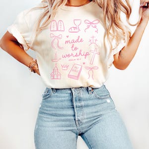 Made To Worship SVG PNG Christian Shirt png Coquette Bow png Bible Verse Shirt Sublimation Design Religious SVG Religious Shirt Easter Png image 8