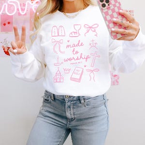 Made To Worship SVG PNG Christian Shirt png Coquette Bow png Bible Verse Shirt Sublimation Design Religious SVG Religious Shirt Easter Png image 9