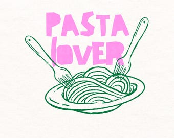 Pasta Lover Shirt png Funny Foodie Design png Kitchen Art png Spaghetti Illustration png Green Pink Print png