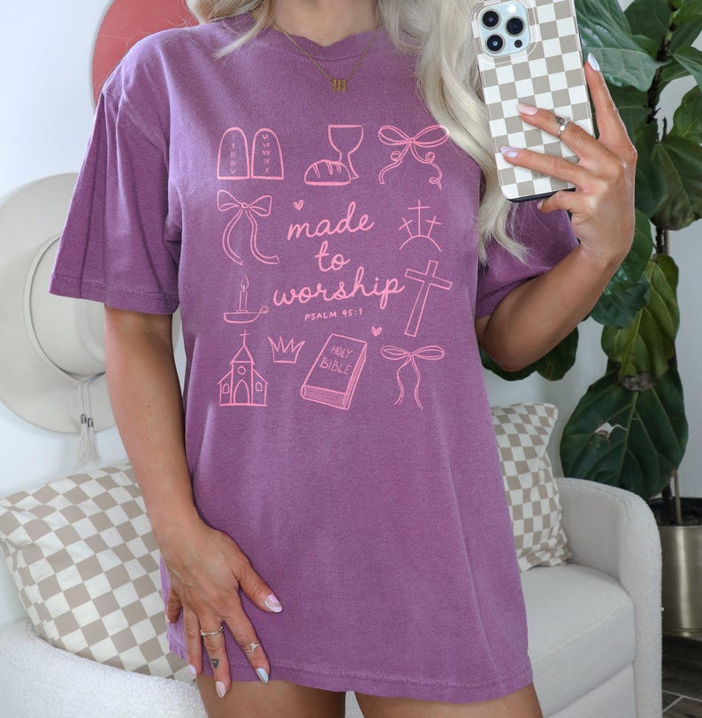 Made To Worship SVG PNG Christian Shirt png Coquette Bow png Bible Verse Shirt Sublimation Design Religious SVG Religious Shirt Easter Png image 4