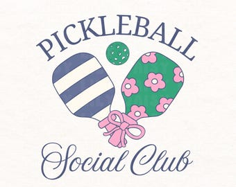 Pickleball Social Club PNG Pickeball png Preppy png Pickleball Shirt png Cute Coquette png Trendy Sports Shirt Design for Women Sublimation