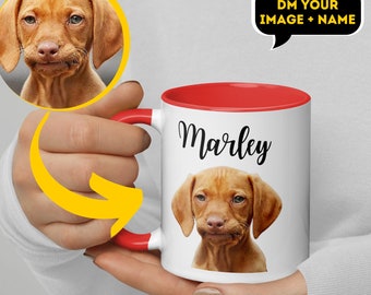 Custom Pet Mug with photo +custom Name Dog Mug Dog Coffee Cup| Christmas Gift Personalized Pet Mug Dog Mom Mug Cat Dad Mug with Color Inside