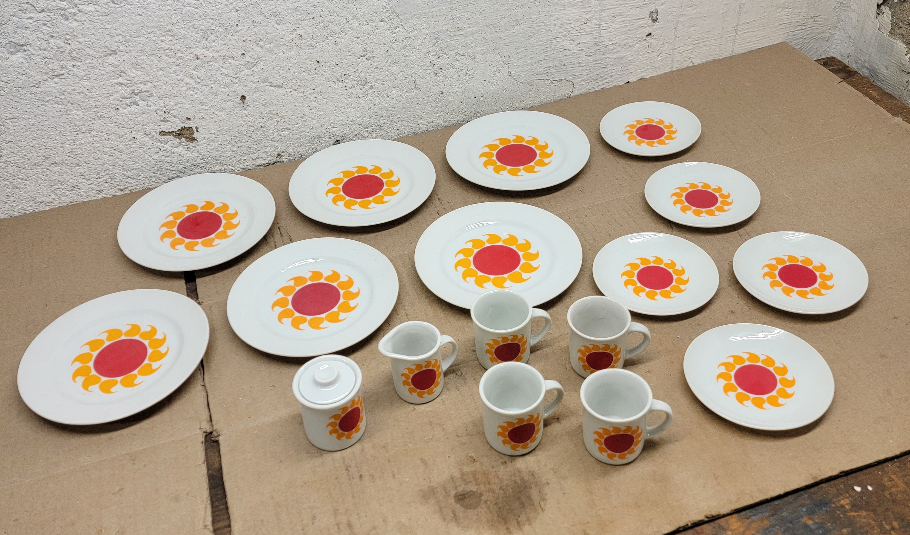 Vintage 1960's Miniature Porcelain Tea Set Japan Rising Sun
