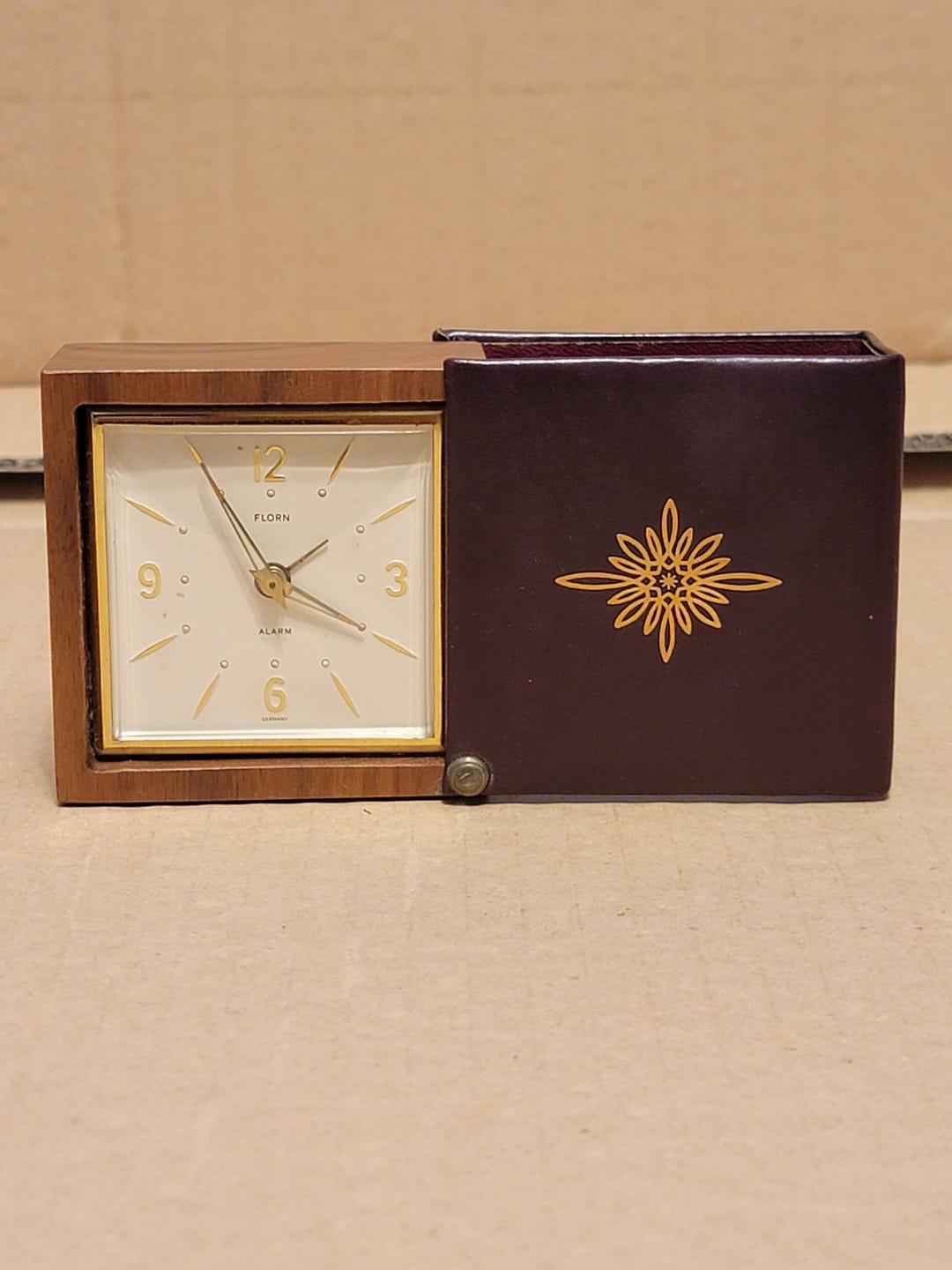 Vintage Florn Germany Travel Alarm Clock W/ Box - Working With Clicking ...