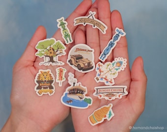 MINI Adventureland Sticker Pack (11pc) | Disneyland Inspired Disney Park Themed Bundle | Waterproof Glossy Matte Vinyl Die Cut Stickers