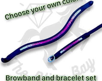 Custom Crystal Browband and Bracelet Matching Set
