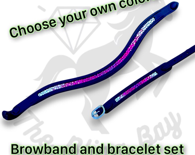 Custom Crystal Browband and Bracelet Matching Set