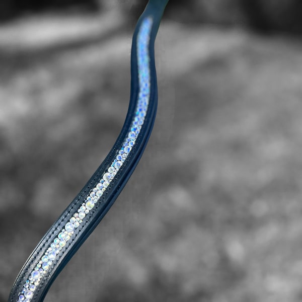 Color Shifting Crystal Browband - Moonlight Browband - dressage browband - western browband - curved browband - blue browband - sparkle
