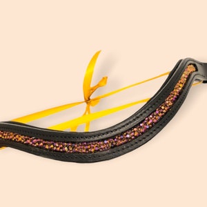 Color changing crystal browband - gold and pink browband - dressage browband - western browband - curved browband - handmade browband