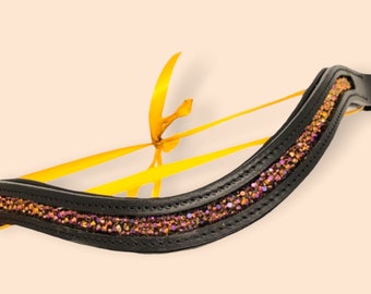 Color changing crystal browband - gold and pink browband - dressage browband - western browband - curved browband - handmade browband