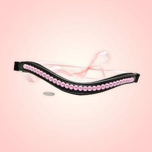 Frontalino Per Cavallo Con Strass - 5 File Rosa, Pelle Marrone Per Dressage E Show - Foto 7