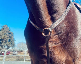 Rose gold breastplate for horses - diamond breast collar for horses - running martingale - padded leather breastplate - bling breastplate
