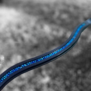 Color Shifting Blue Black Crystal Browband - dressage browband - snap on browband - 19&quot; browband - mini horse browband - dressage snaps
