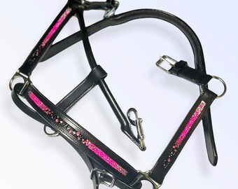 Custom Halter - Bling Head Collar - choose your own colors -leather padded halter - pink purple blue green orange yellow red black crystal