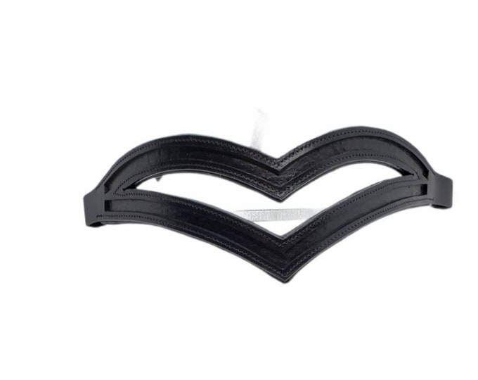 Empty channel browband - double V plain browband - diy browband - 16" browband - browband for beading - make your own browband - black brow
