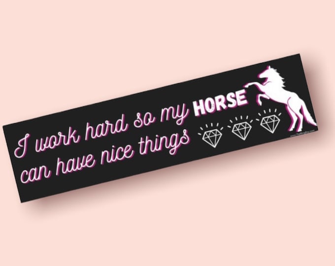 Horse sticker - equestrian bumper sticker - horse truck sticker - gift for equestrian - I work hard so my horse can have nice sticker