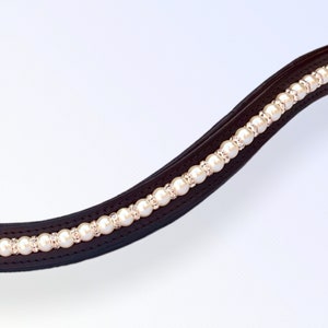 Pearl Crystal Browband - English Browband - western browband - V browband - curved browband - bling browband for horses - dressage browband