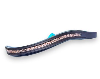 Rose gold crystal browband - bedazzled browband - dressage browband - western browband curved browband - handmade browband - rose gold tack