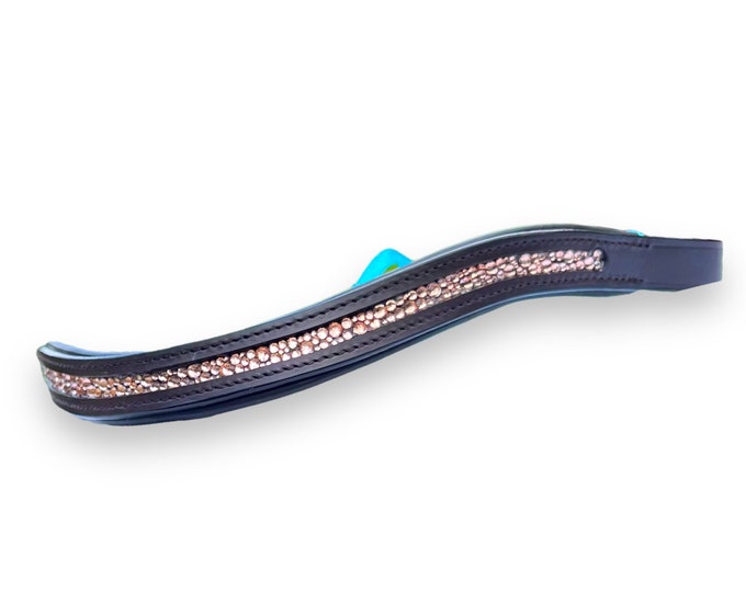 Rose gold crystal browband - bedazzled browband - dressage browband - western browband curved browband - handmade browband - rose gold tack