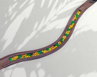 Camo Crystal Browband - dressage browband - western browband - curved browband - green browband - camouflage browband