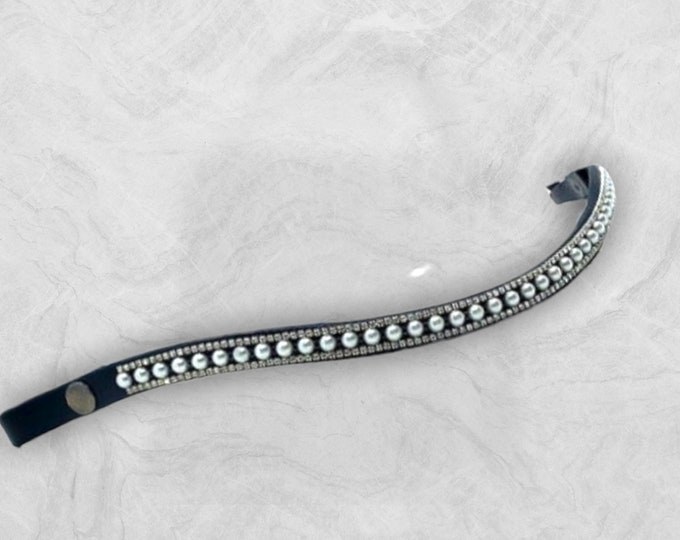 Horse browband- pearl browband - slim browband - fancy show browband - quick change snap browband - dressage tack - English tack