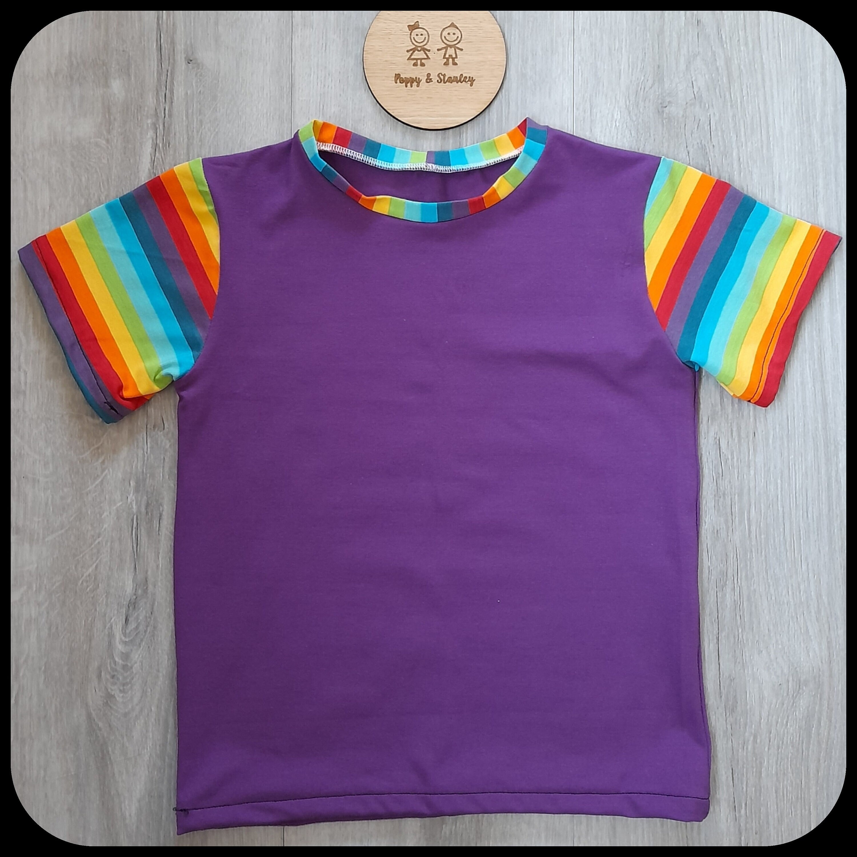 Children's Tshirt handmade in Colourful Stripes and plain Etsy