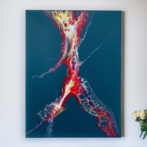 18x24” Acrylic Pour Abstract Painting – Original Fluid Art on Canvas, Modern Wall Decor