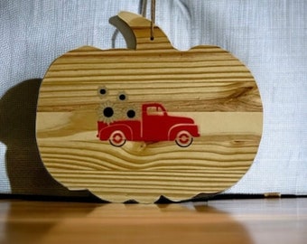 Wooden Pumpkin Wall Hanging Fall Decor Made from Pine Wood Pieces Wall Art