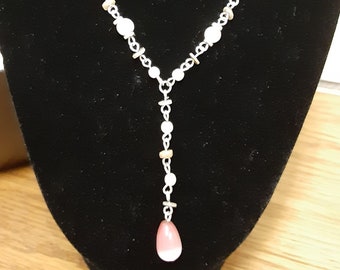 Pink and Silver Y Necklace