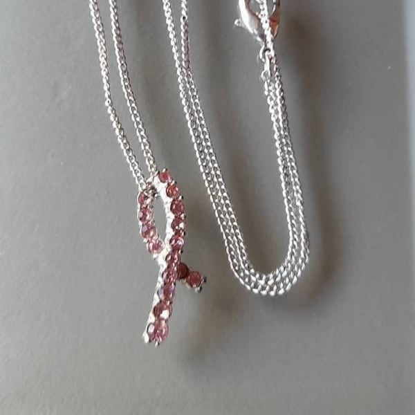 Pink Ribbon Pendant with Necklace