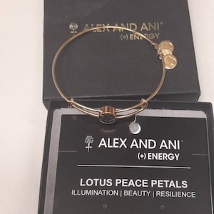 Alex and Ani Lotus Peace Petals Slider Charm Bangle Bracelet